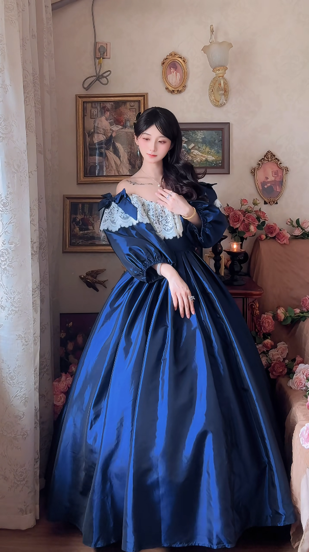 Robe de bal de princesse bustier à volants en satin long, robe de soirée C8117