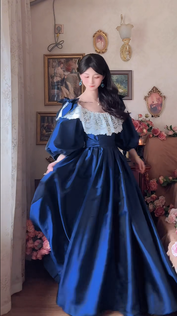 Robe de bal de princesse bustier à volants en satin long, robe de soirée C8117