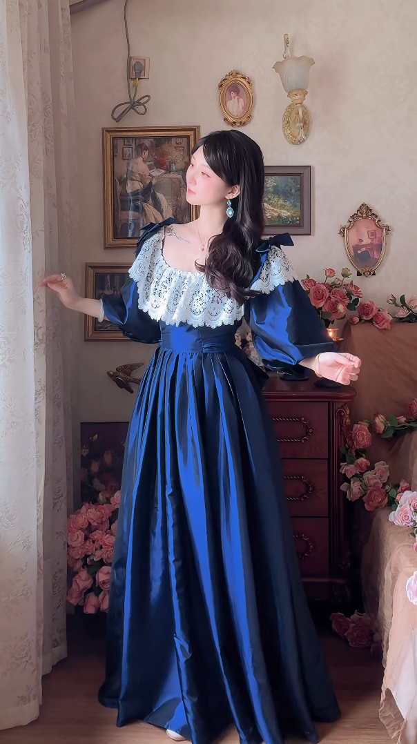 Robe de bal de princesse bustier à volants en satin long, robe de soirée C8117
