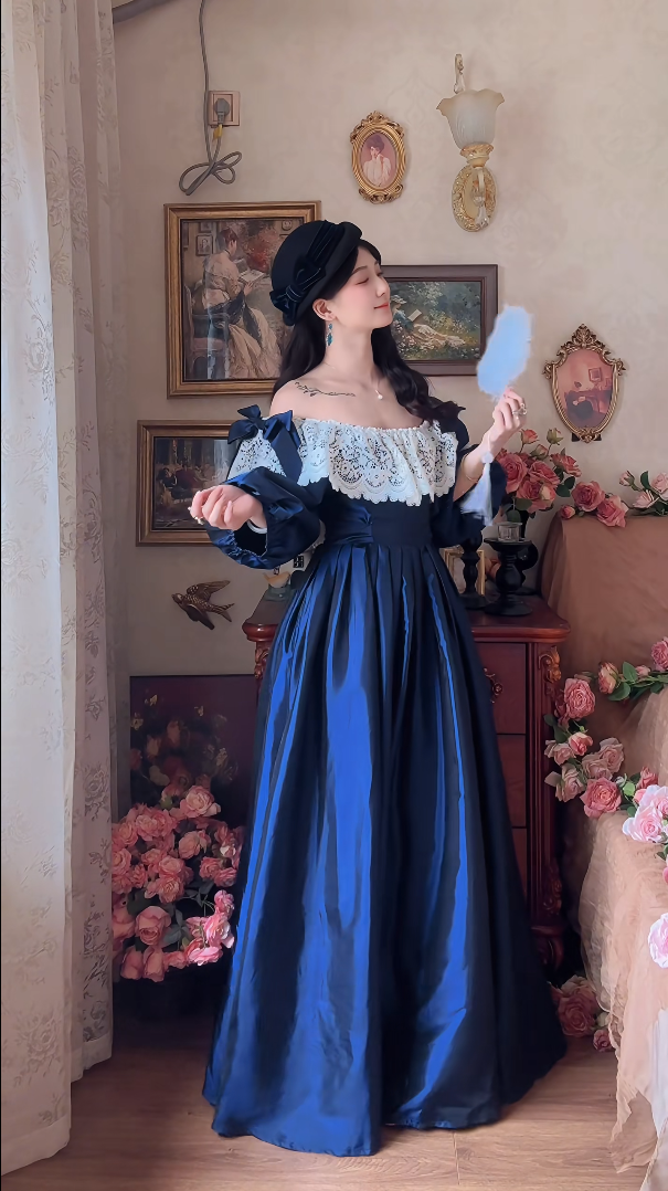 Robe de bal de princesse bustier à volants en satin long, robe de soirée C8117