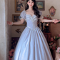 Robe de bal de princesse bustier à volants en satin long, robe de soirée C8117
