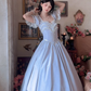 Robe de bal de princesse bustier à volants en satin long, robe de soirée C8117