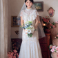 Superbe robe de mariée longue en tulle à sequins et décolleté en cœur C4041