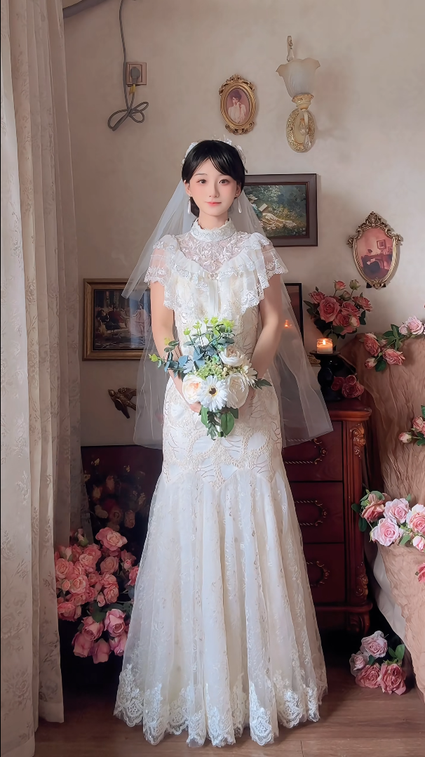 Superbe robe de mariée longue en tulle à sequins et décolleté en cœur C4041