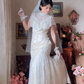 Superbe robe de mariée longue en tulle à sequins et décolleté en cœur C4041