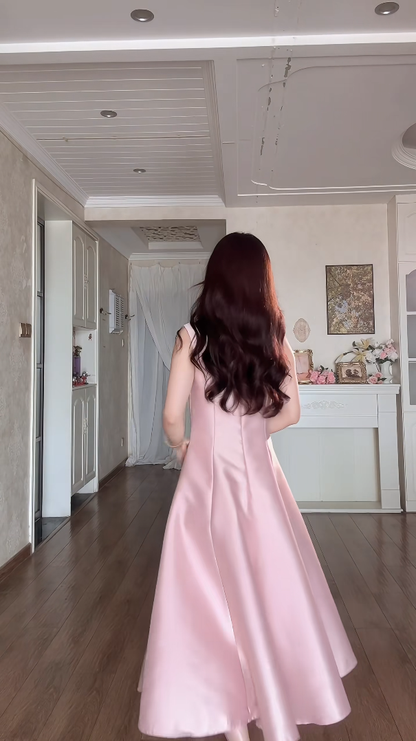 Robe de bal de princesse bustier à volants en satin long, robe de soirée C8117