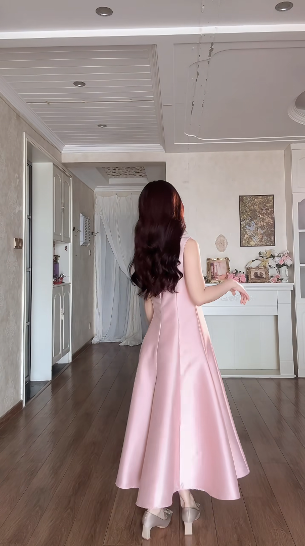 Robe de bal de princesse bustier à volants en satin long, robe de soirée C8117