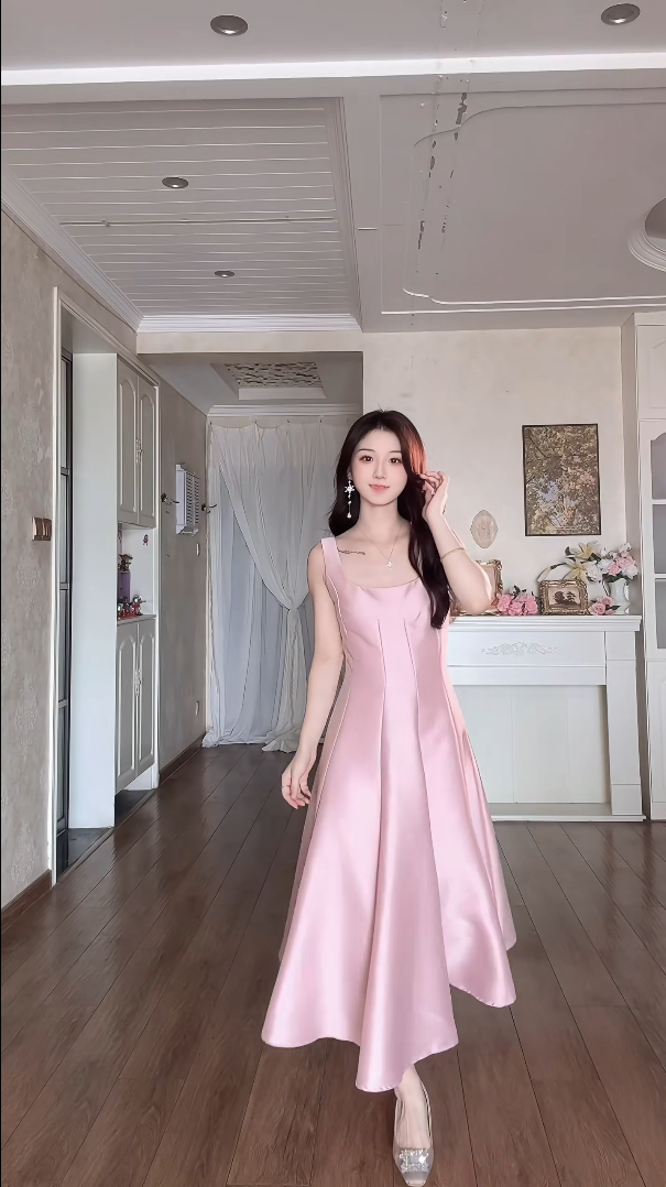 Robe de bal de princesse bustier à volants en satin long, robe de soirée C8117