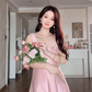 Robe de bal de princesse bustier à volants en satin long, robe de soirée C8117