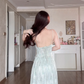 Robe de bal de princesse bustier à volants en satin long, robe de soirée C8117
