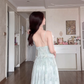 Robe de bal de princesse bustier à volants en satin long, robe de soirée C8117