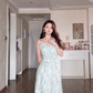 Robe de bal de princesse bustier à volants en satin long, robe de soirée C8117