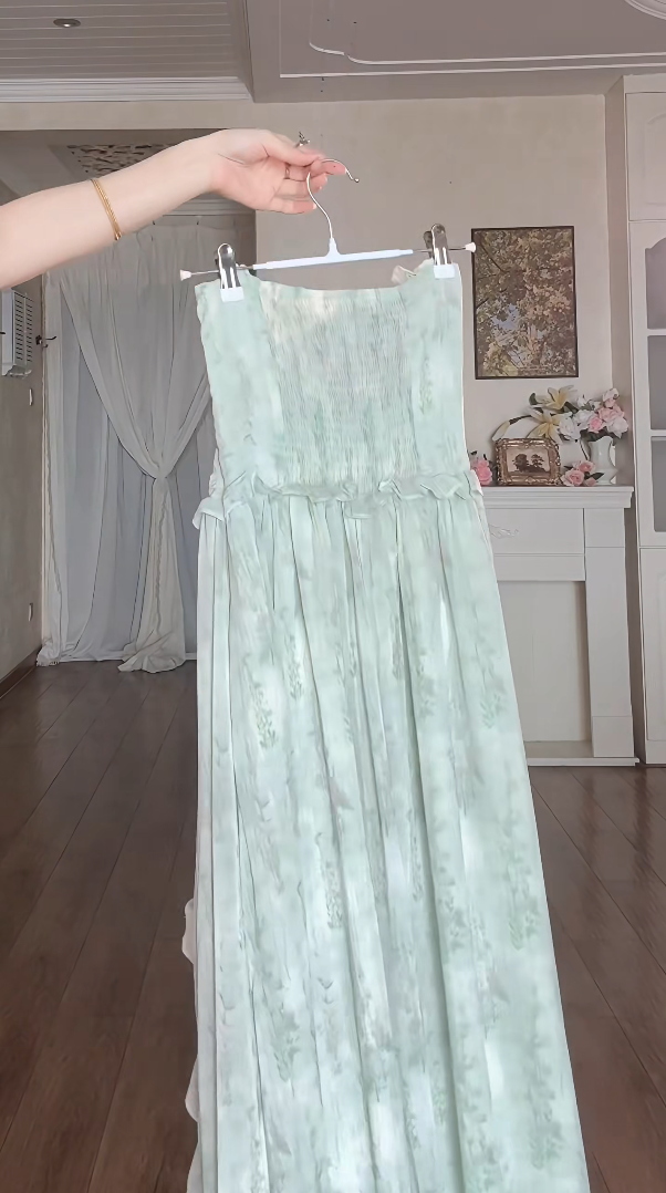 Robe de bal de princesse bustier à volants en satin long, robe de soirée C8117