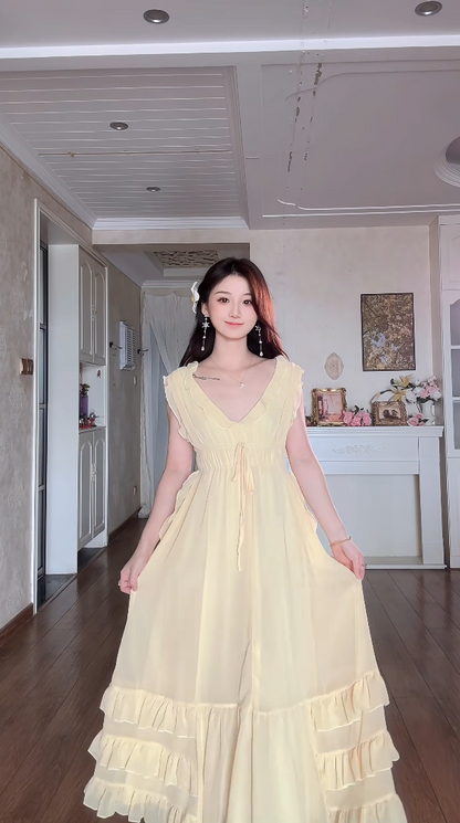 Robe de bal de princesse bustier à volants en satin long, robe de soirée C8117