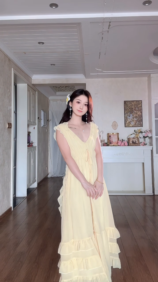 Robe de bal de princesse bustier à volants en satin long, robe de soirée C8117