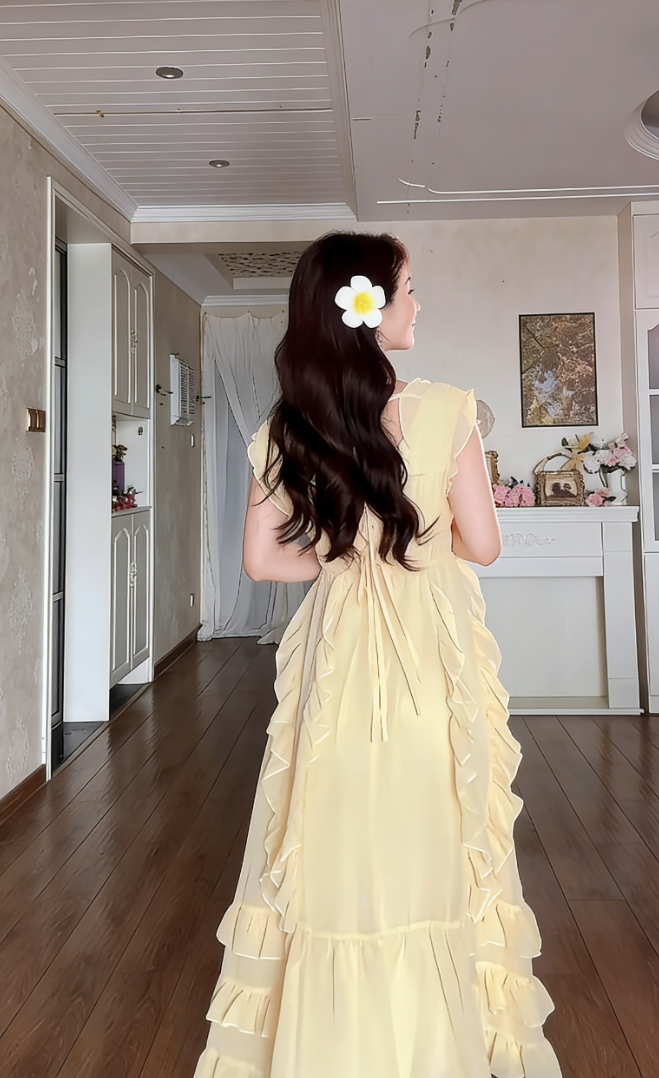 Robe de bal de princesse bustier à volants en satin long, robe de soirée C8117