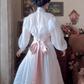 Ornate Long Sleeve White Prom Dress Lace A-Line Evening Dress C8157