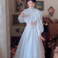 Ornate Long Sleeve White Prom Dress Lace A-Line Evening Dress C8157