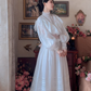 Ornate Long Sleeve White Prom Dress Lace A-Line Evening Dress C8157