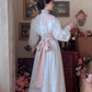 Ornate Long Sleeve White Prom Dress Lace A-Line Evening Dress C8157
