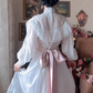 Ornate Long Sleeve White Prom Dress Lace A-Line Evening Dress C8157