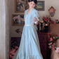 Robe de bal de princesse bustier à volants en satin long, robe de soirée C8117