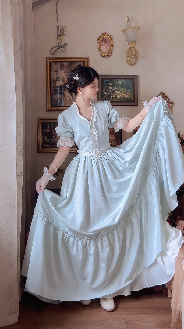 Robe de bal de princesse bustier à volants en satin long, robe de soirée C8117