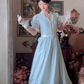 Robe de bal de princesse bustier à volants en satin long, robe de soirée C8117