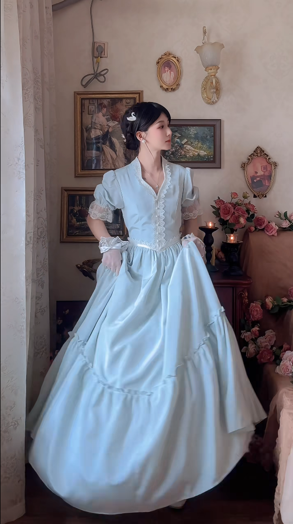 Robe de bal de princesse bustier à volants en satin long, robe de soirée C8117