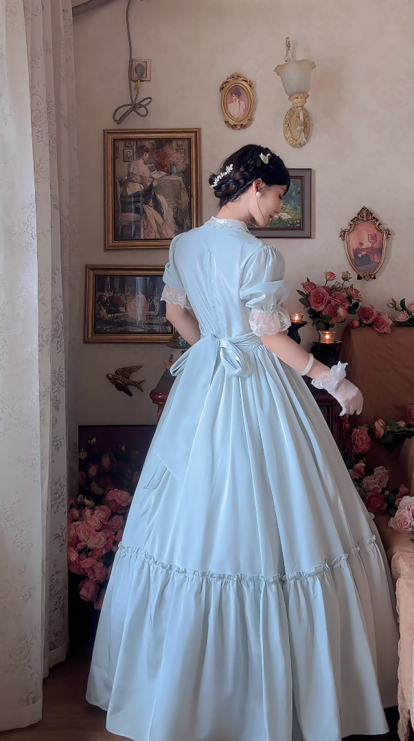 Robe de bal de princesse bustier à volants en satin long, robe de soirée C8117