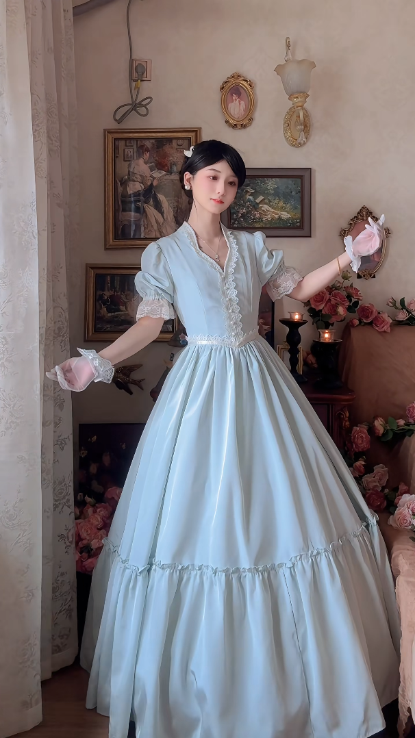 Robe de bal de princesse bustier à volants en satin long, robe de soirée C8117
