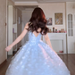 Sparkly Beaded Spaghetti Straps Blue Prom Dress Sequins Appliques A-Line Evening Dress C8160