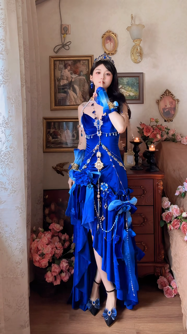 Robe de bal de princesse bustier à volants en satin long, robe de soirée C8117