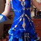 Robe de bal de princesse bustier à volants en satin long, robe de soirée C8117