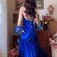 Robe de bal de princesse bustier à volants en satin long, robe de soirée C8117