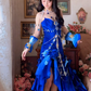 Robe de bal de princesse bustier à volants en satin long, robe de soirée C8117
