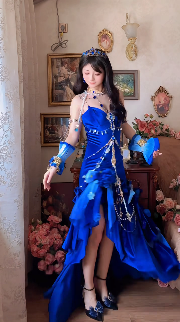 Robe de bal de princesse bustier à volants en satin long, robe de soirée C8117