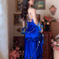 Robe de bal de princesse bustier à volants en satin long, robe de soirée C8117
