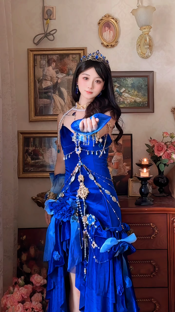 Robe de bal de princesse bustier à volants en satin long, robe de soirée C8117
