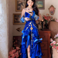 Robe de bal de princesse bustier à volants en satin long, robe de soirée C8117