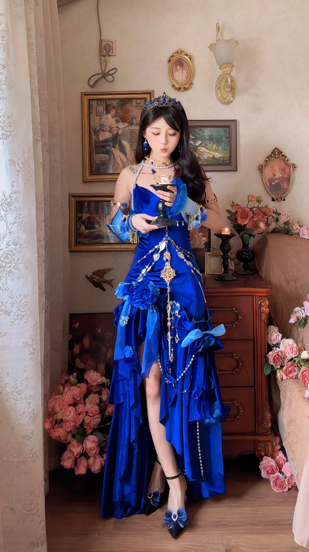 Robe de bal de princesse bustier à volants en satin long, robe de soirée C8117
