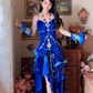 Robe de bal de princesse bustier à volants en satin long, robe de soirée C8117