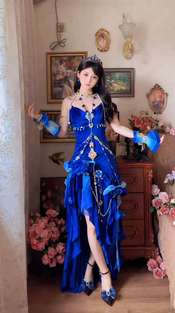 Robe de bal de princesse bustier à volants en satin long, robe de soirée C8117
