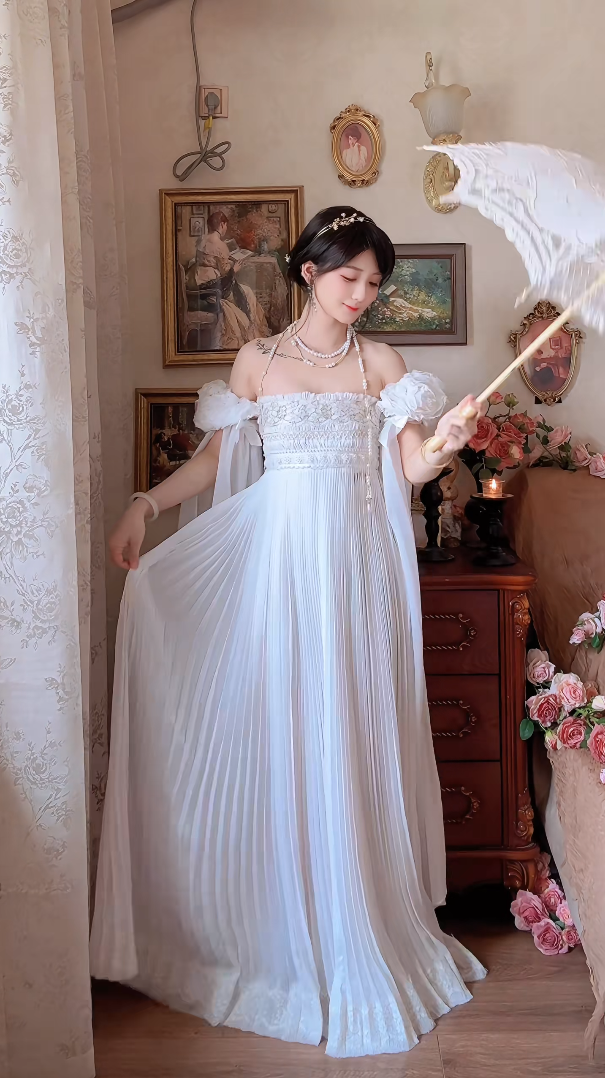 Robe de bal de princesse bustier à volants en satin long, robe de soirée C8117