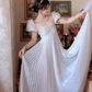 Robe de bal de princesse bustier à volants en satin long, robe de soirée C8117