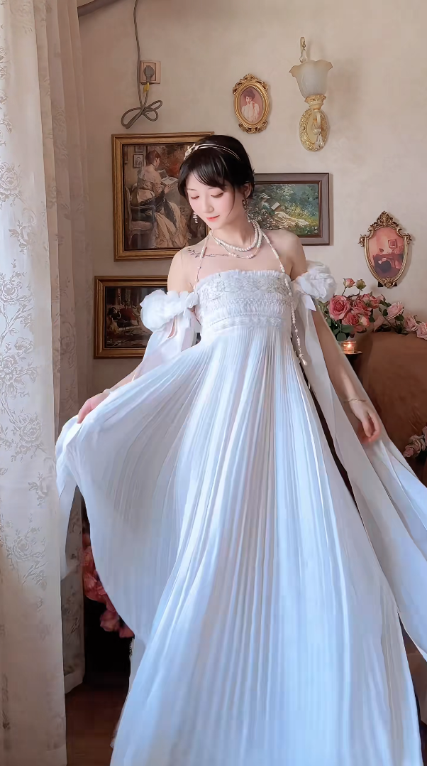 Robe de bal de princesse bustier à volants en satin long, robe de soirée C8117