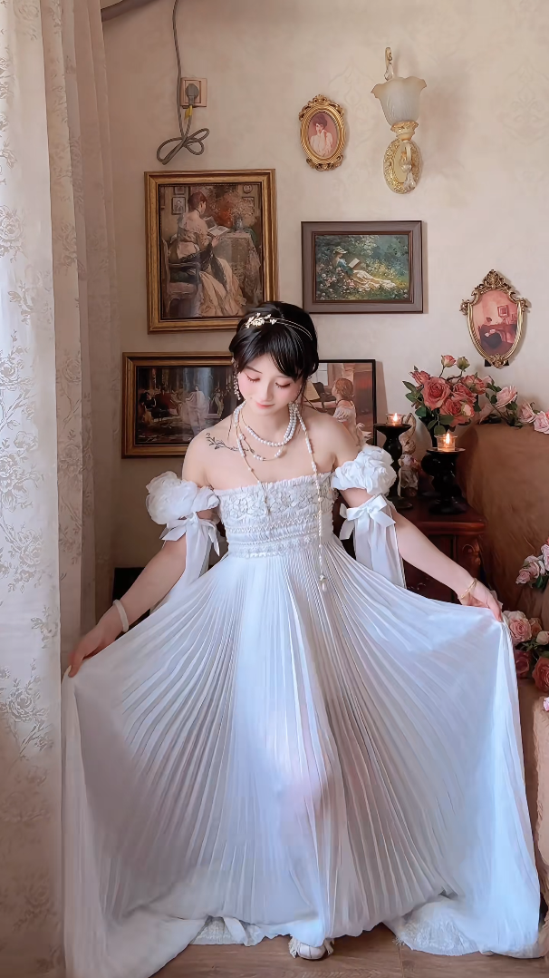 Robe de bal de princesse bustier à volants en satin long, robe de soirée C8117
