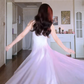 Robe de bal de princesse bustier à volants en satin long, robe de soirée C8117