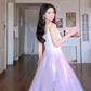Robe de bal de princesse bustier à volants en satin long, robe de soirée C8117