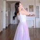 Robe de bal de princesse bustier à volants en satin long, robe de soirée C8117